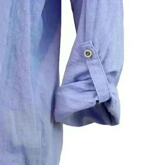 VINTAGE Democracy Blue Rolled Sleeve Pullover Shirt Size Medium - Picture 3 of 7